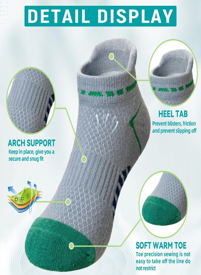 Eyean Boys Athletic Half Cushioned Ankle Socks Kids Cotton Sport Low Cut Socks 6 Pairs (Blue/Grey/Beige, 9-12 Years) - Image 4